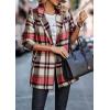 imagePRETTYGARDEN Women Plaid Shacket Jacket Trendy Fall Casual Button Wool Blend Tartan Trench Coat Winter Clothing with PocketsShort Style Red