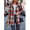 imagePRETTYGARDEN Women Plaid Shacket Jacket Trendy Fall Casual Button Wool Blend Tartan Trench Coat Winter Clothing with PocketsShort Style Red
