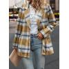 imagePRETTYGARDEN Women Plaid Shacket Jacket Trendy Fall Casual Button Wool Blend Tartan Trench Coat Winter Clothing with PocketsShort Style Yellow Plaid