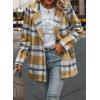 imagePRETTYGARDEN Women Plaid Shacket Jacket Trendy Fall Casual Button Wool Blend Tartan Trench Coat Winter Clothing with PocketsShort Style Yellow Plaid