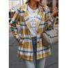 imagePRETTYGARDEN Women Plaid Shacket Jacket Trendy Fall Casual Button Wool Blend Tartan Trench Coat Winter Clothing with PocketsShort Style Yellow Plaid