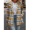 imagePRETTYGARDEN Women Plaid Shacket Jacket Trendy Fall Casual Button Wool Blend Tartan Trench Coat Winter Clothing with PocketsShort Style Yellow Plaid