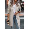 imagePRETTYGARDEN Women Plaid Shacket Jacket Trendy Fall Casual Button Wool Blend Tartan Trench Coat Winter Clothing with PocketsSolid Apricot