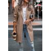imagePRETTYGARDEN Women Plaid Shacket Jacket Trendy Fall Casual Button Wool Blend Tartan Trench Coat Winter Clothing with PocketsSolid Camel