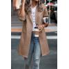 imagePRETTYGARDEN Women Plaid Shacket Jacket Trendy Fall Casual Button Wool Blend Tartan Trench Coat Winter Clothing with PocketsSolid Camel