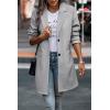 imagePRETTYGARDEN Women Plaid Shacket Jacket Trendy Fall Casual Button Wool Blend Tartan Trench Coat Winter Clothing with PocketsSolid Light Grey