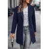imagePRETTYGARDEN Women Plaid Shacket Jacket Trendy Fall Casual Button Wool Blend Tartan Trench Coat Winter Clothing with PocketsSolid Navy