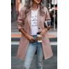 imagePRETTYGARDEN Women Plaid Shacket Jacket Trendy Fall Casual Button Wool Blend Tartan Trench Coat Winter Clothing with PocketsSolid Pink