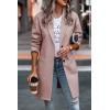 imagePRETTYGARDEN Women Plaid Shacket Jacket Trendy Fall Casual Button Wool Blend Tartan Trench Coat Winter Clothing with PocketsSolid Pink