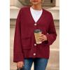 imagePRETTYGARDEN Womens 2025 Oversized Cardigan Sweaters Trendy Chunky Knit Long Sleeve V Neck Button Down Fall Winter OutfitsBurgundy