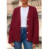 imagePRETTYGARDEN Womens 2025 Oversized Cardigan Sweaters Trendy Chunky Knit Long Sleeve V Neck Button Down Fall Winter OutfitsBurgundy