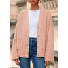 imagePRETTYGARDEN Womens 2025 Oversized Cardigan Sweaters Trendy Chunky Knit Long Sleeve V Neck Button Down Fall Winter OutfitsPink