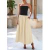 imagePRETTYGARDEN Womens 2025 Spring Strapless Maxi Dresses Patchwork Long Flowy Pockets Elegant Going Out Summer Tube Top DressApricot