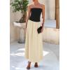 imagePRETTYGARDEN Womens 2025 Spring Strapless Maxi Dresses Patchwork Long Flowy Pockets Elegant Going Out Summer Tube Top DressApricot