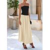 imagePRETTYGARDEN Womens 2025 Spring Strapless Maxi Dresses Patchwork Long Flowy Pockets Elegant Going Out Summer Tube Top DressApricot