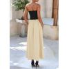 imagePRETTYGARDEN Womens 2025 Spring Strapless Maxi Dresses Patchwork Long Flowy Pockets Elegant Going Out Summer Tube Top DressApricot
