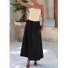 imagePRETTYGARDEN Womens 2025 Spring Strapless Maxi Dresses Patchwork Long Flowy Pockets Elegant Going Out Summer Tube Top DressApricot Black