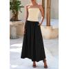 imagePRETTYGARDEN Womens 2025 Spring Strapless Maxi Dresses Patchwork Long Flowy Pockets Elegant Going Out Summer Tube Top DressApricot Black