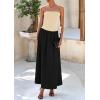 imagePRETTYGARDEN Womens 2025 Spring Strapless Maxi Dresses Patchwork Long Flowy Pockets Elegant Going Out Summer Tube Top DressApricot Black