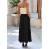 imagePRETTYGARDEN Womens 2025 Spring Strapless Maxi Dresses Patchwork Long Flowy Pockets Elegant Going Out Summer Tube Top DressApricot Black