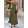 imagePRETTYGARDEN Womens 2025 Spring Strapless Maxi Dresses Patchwork Long Flowy Pockets Elegant Going Out Summer Tube Top DressArmy Green