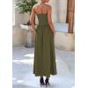 imagePRETTYGARDEN Womens 2025 Spring Strapless Maxi Dresses Patchwork Long Flowy Pockets Elegant Going Out Summer Tube Top DressArmy Green