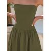 imagePRETTYGARDEN Womens 2025 Spring Strapless Maxi Dresses Patchwork Long Flowy Pockets Elegant Going Out Summer Tube Top DressArmy Green