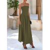 imagePRETTYGARDEN Womens 2025 Spring Strapless Maxi Dresses Patchwork Long Flowy Pockets Elegant Going Out Summer Tube Top DressArmy Green
