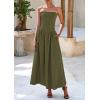 imagePRETTYGARDEN Womens 2025 Spring Strapless Maxi Dresses Patchwork Long Flowy Pockets Elegant Going Out Summer Tube Top DressArmy Green