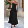 imagePRETTYGARDEN Womens 2025 Spring Strapless Maxi Dresses Patchwork Long Flowy Pockets Elegant Going Out Summer Tube Top DressBlack