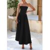 imagePRETTYGARDEN Womens 2025 Spring Strapless Maxi Dresses Patchwork Long Flowy Pockets Elegant Going Out Summer Tube Top DressBlack