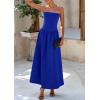 imagePRETTYGARDEN Womens 2025 Spring Strapless Maxi Dresses Patchwork Long Flowy Pockets Elegant Going Out Summer Tube Top DressBlue