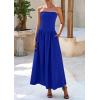 imagePRETTYGARDEN Womens 2025 Spring Strapless Maxi Dresses Patchwork Long Flowy Pockets Elegant Going Out Summer Tube Top DressBlue