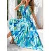 imagePRETTYGARDEN Womens 2025 Summer Boho Maxi Dresses Floral Short Sleeve V Neck A Line Tiered Flowy Long Beach Vacation DressBlue