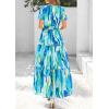 imagePRETTYGARDEN Womens 2025 Summer Boho Maxi Dresses Floral Short Sleeve V Neck A Line Tiered Flowy Long Beach Vacation DressBlue
