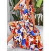 imagePRETTYGARDEN Womens 2025 Summer Boho Maxi Dresses Floral Short Sleeve V Neck A Line Tiered Flowy Long Beach Vacation DressBlue Watercolour