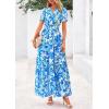 imagePRETTYGARDEN Womens 2025 Summer Boho Maxi Dresses Floral Short Sleeve V Neck A Line Tiered Flowy Long Beach Vacation DressFloral Blue