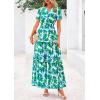 imagePRETTYGARDEN Womens 2025 Summer Boho Maxi Dresses Floral Short Sleeve V Neck A Line Tiered Flowy Long Beach Vacation DressFloral Green