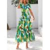 imagePRETTYGARDEN Womens 2025 Summer Boho Maxi Dresses Floral Short Sleeve V Neck A Line Tiered Flowy Long Beach Vacation DressGreen