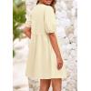 imagePRETTYGARDEN Womens 2025 Summer Casual Short Sleeve Dresses A Line Bow Tie Front Babydoll Loose Cute Mini Dress with PocketsBeige