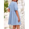 imagePRETTYGARDEN Womens 2025 Summer Casual Short Sleeve Dresses A Line Bow Tie Front Babydoll Loose Cute Mini Dress with PocketsLight Blue