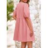 imagePRETTYGARDEN Womens 2025 Summer Casual Short Sleeve Dresses A Line Bow Tie Front Babydoll Loose Cute Mini Dress with PocketsLight Pink