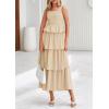 imagePRETTYGARDEN Womens 2025 Summer Sleeveless Midi Dress Scoop Neck A Line Smocked Ruffle Tiered Layered Beach Vacation DressesApricot