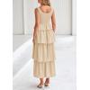 imagePRETTYGARDEN Womens 2025 Summer Sleeveless Midi Dress Scoop Neck A Line Smocked Ruffle Tiered Layered Beach Vacation DressesApricot