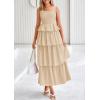 imagePRETTYGARDEN Womens 2025 Summer Sleeveless Midi Dress Scoop Neck A Line Smocked Ruffle Tiered Layered Beach Vacation DressesApricot