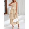 imagePRETTYGARDEN Womens 2025 Summer Sleeveless Midi Dress Scoop Neck A Line Smocked Ruffle Tiered Layered Beach Vacation DressesApricot