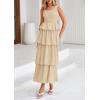 imagePRETTYGARDEN Womens 2025 Summer Sleeveless Midi Dress Scoop Neck A Line Smocked Ruffle Tiered Layered Beach Vacation DressesApricot