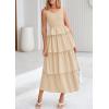 imagePRETTYGARDEN Womens 2025 Summer Sleeveless Midi Dress Scoop Neck A Line Smocked Ruffle Tiered Layered Beach Vacation DressesApricot