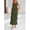 imagePRETTYGARDEN Womens 2025 Summer Sleeveless Midi Dress Scoop Neck A Line Smocked Ruffle Tiered Layered Beach Vacation DressesArmy Green