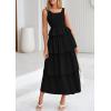imagePRETTYGARDEN Womens 2025 Summer Sleeveless Midi Dress Scoop Neck A Line Smocked Ruffle Tiered Layered Beach Vacation DressesBlack